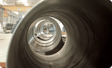 An image of Pusan Steel Pipe Industrial’s spiral steel pipes.
