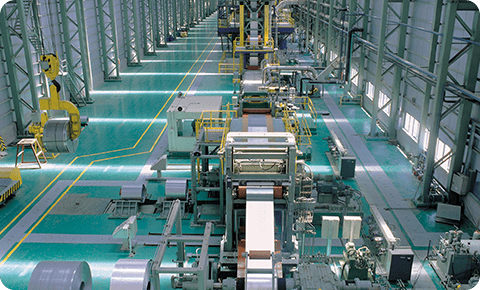 An image of a panoramic view inside the Gunsan steel plate plant.