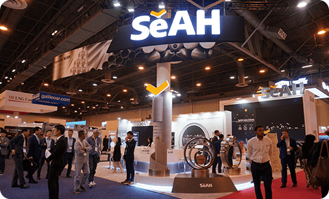 An image of SeAH Group's booth at the world's largest gas and oil exhibition, 'GASTECH'.