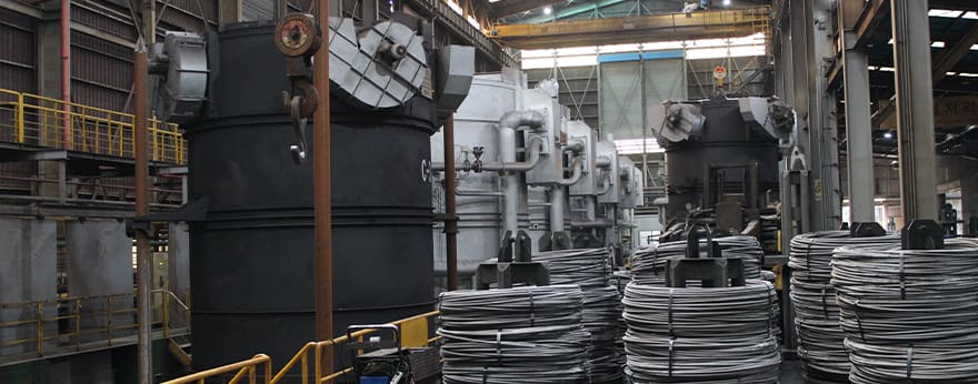 An image inside a special steel plant.