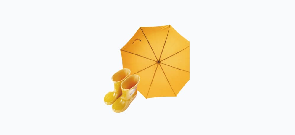 노란색 장화와 우산 이미지입니다.